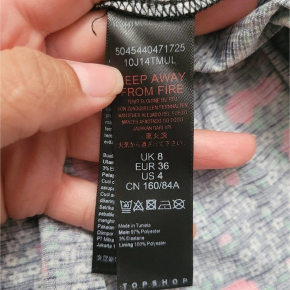 NWT TOPSHOP Double - V Long Sleeve Jersey Minidress in Multi Size 4 - Picture 7 of 10